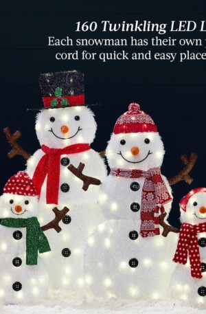 4ft 4-Piece 2D Lighted Christmas Snowman Family Set