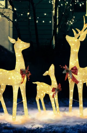 Lighted Christmas Deer Family Set Outdoor Decoration