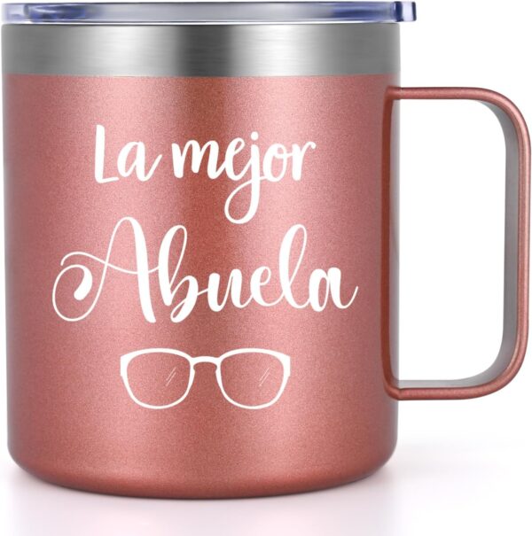 Qtencas Regalo de La Abuela, Abuela Gifts for Christmas, Mother's Day, Navidad, Birthday, La Mejor Abuela Stainless Steel Coffee Mug in Spanish,